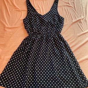 Cute navy polka dot dress!